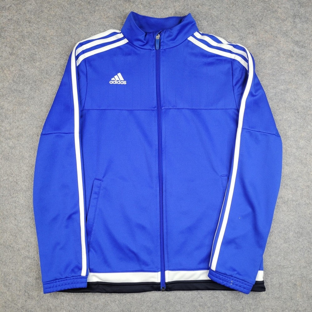 Adidas Jacket Mens Medium Blue Full Zip Track‎ 3 Stripes Athletic Warm Up Top